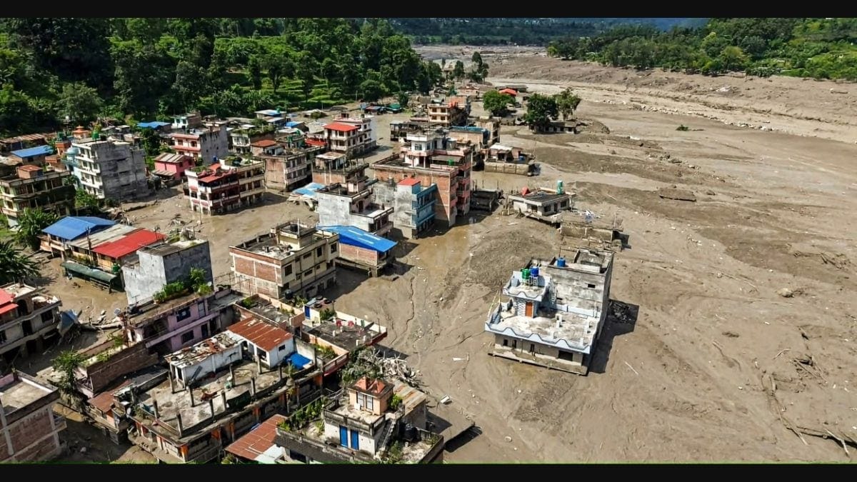 Vue aérienne des dégâts causés par les inondations au Népal